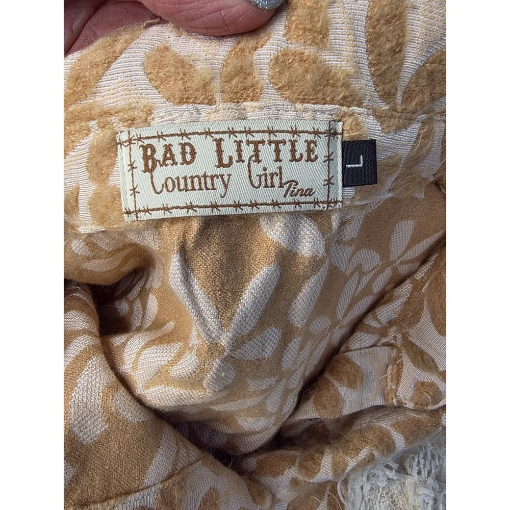 Bad‎ Little Country Girl Floral Pattern Jacquard Shacket Lace Detail Large